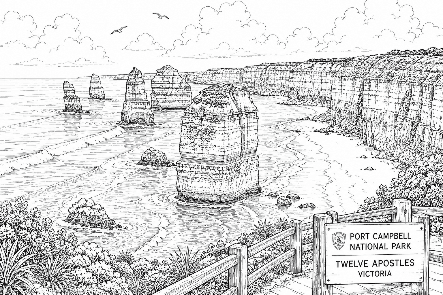 Twelve Apostles colouring artwork