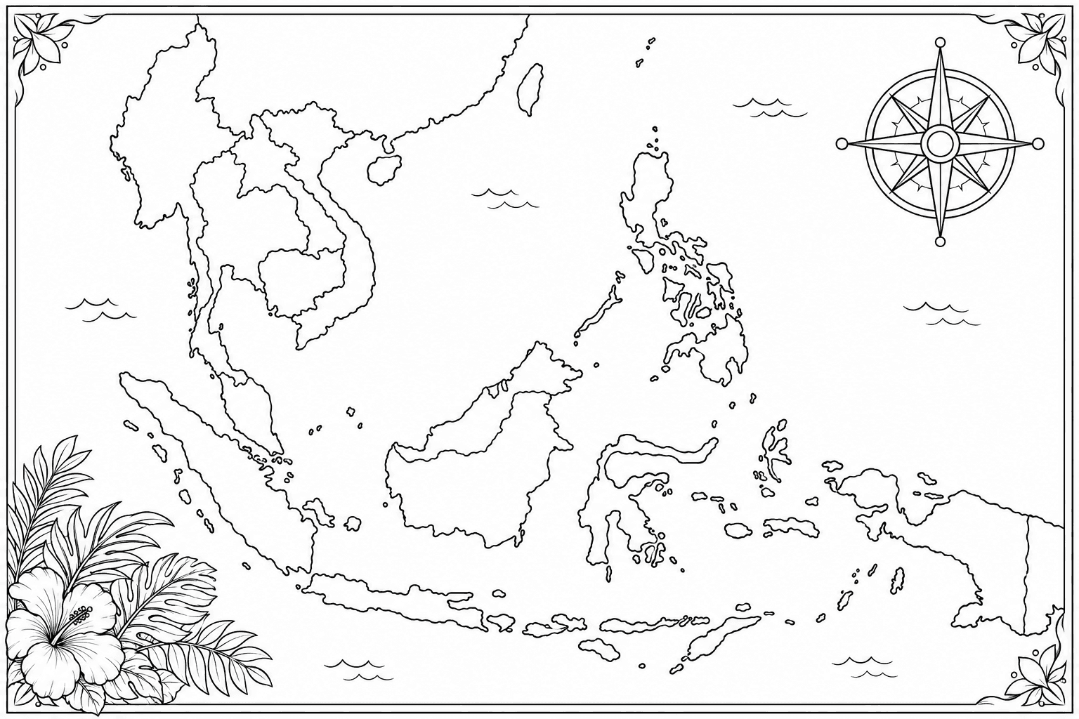 South East Asia plain map artwork