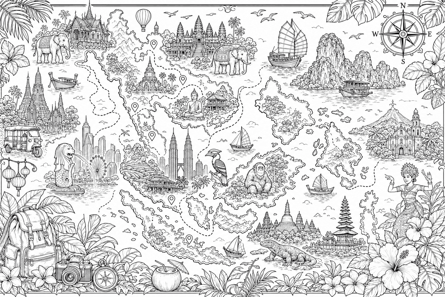 South East Asia adventure map artwork